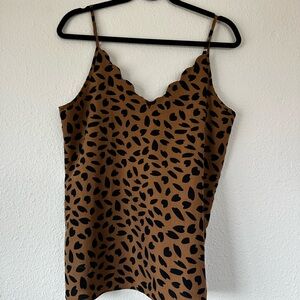 Space 46 Leopard Print Scallop Cami Top Size L
